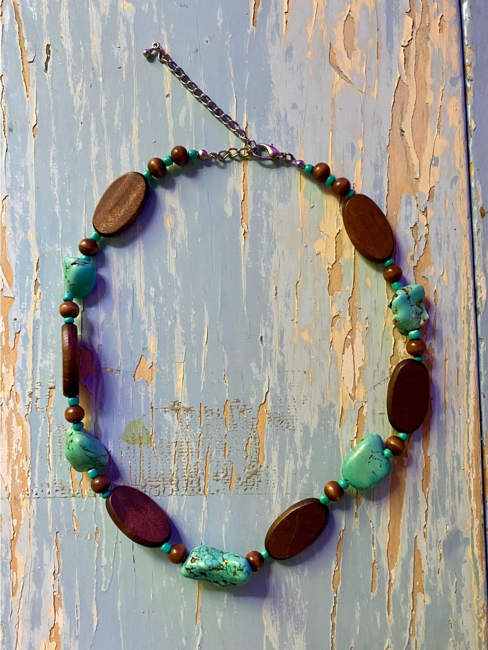 Turquoise and Brown Beaded Necklace - Women Jewelry